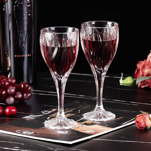 KAMMAK Crystal Red Wine Glasses Set of 2, 8 oz Stemmed Glasses, 780N | Hand Blown, Bordeaux Wine Glasses, Thin Rim & Long Stem, Red & White, Daily Use, Wedding or Birthday Gift for Women - size: 7KPSP780N