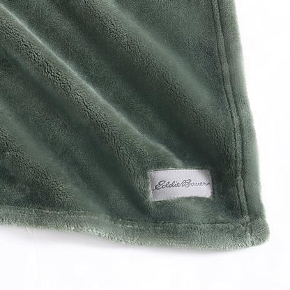 Eddie Bauer - Blanket, Super Soft Reversible Sherpa & Brushed Fleece Bedding, Throw Blankets for Couch, Ideal for Lounging (Ultra Lux Solid Green) - color: Ultra Lux Solid Green