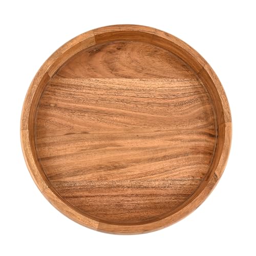 Artisan Carved Acacia Wood Bowl | Decorative Round Table Centerpiece for Living Room, Dining & Kitchen Counters (10" X 10" X 3'')