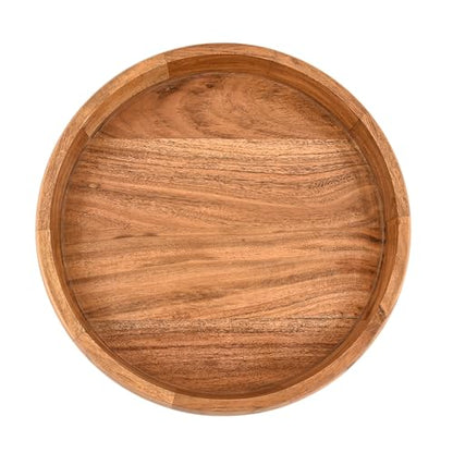 Artisan Carved Acacia Wood Bowl | Decorative Round Table Centerpiece for Living Room, Dining & Kitchen Counters (10" X 10" X 3'')