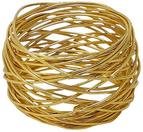 ARN Crafts Golden Round Mesh Napkin Rings- for Weddings Dinner Parties or Every Day Use (Gold Mesh Napkin Rings- Set 12)