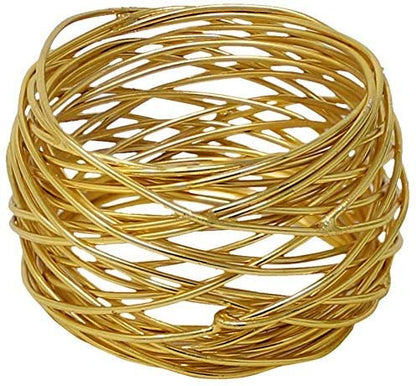 ARN Crafts Golden Round Mesh Napkin Rings- for Weddings Dinner Parties or Every Day Use (Gold Mesh Napkin Rings- Set 12)