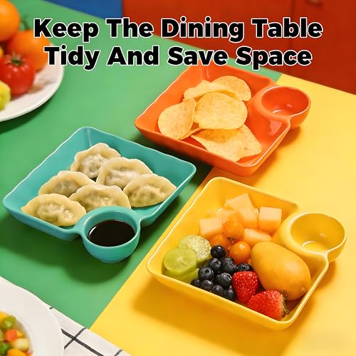 4 Pcs Chips and Salsa Serving Dish Plates, Veggie Platter Dipping Serving Trays with Sauce Rack for Buffet, Family Party, Appetizer, Sushi, Taco, Salsa, Charcuterie, Barbecue Plate. Reusable (Green) - color: Green