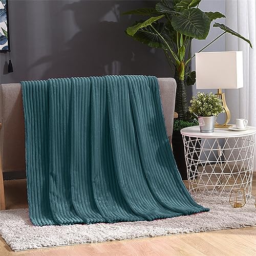 Cozy Super Soft Throw Blankets for Bed, 80x60 Inches Queen Size Solid 3D Ribbed Decorative Fluffy Blanket for Sofa Living Room, Lightweight Plush Fuzzy Warm Flannel Blankets for All Season Use - color: Dark Green