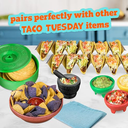 Nostalgia Taco Tuesday 10-Inch Tortilla Chip & Salsa Bowl, Perfect For Potato Chips, Pretzels, Veggies, Ranch, Guacamole, Dips, Hummus, Brown - style: Chip/Salsa Bowl