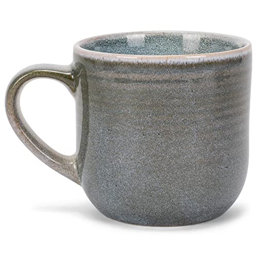 Elanze Designs Glossy Reactive Glaze Large 17 Fluid Ounce Everyday Kitchen Food Grade Ceramic Stoneware Coffee Mug Cup with Comfort Curved Handles, Set of 4, Ocean Teal Blue - color: Ocean Teal Blue