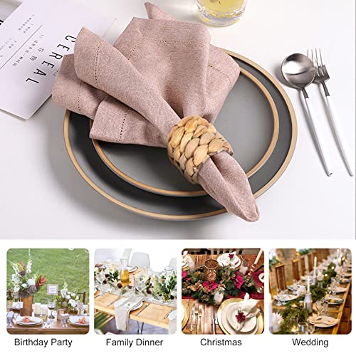 APTWOW Farmhouse Napkin Rings, Hand-Woven Napkin Rings for Table Decor, Fall Rustic Napkins Rings, Napkin Holder Buckles for Holiday Party, Easter, Birthday, Thanksgiving, Christmas - size: 6