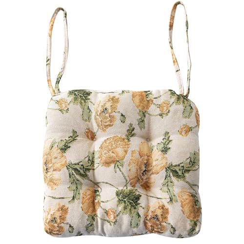 vctops Farmhouse Floral Print Chair Cushions with Ties U-Shaped Soft Comfortable Chair Pads Non Slip Seat Cushions for Indoor Dining Room and Kitchen Chairs (Flower D,18"x18") - color: Flower D, size: 18x18 Inch