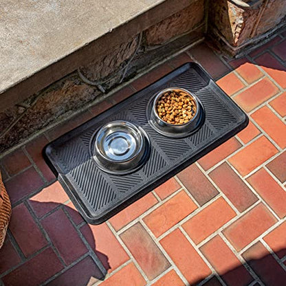 Mohawk Home Boot Tray All Weather Waterproof Mat for Entryway, Shoes, Pet Food Tray, Garden, Indoor Outdoor Black Rubber 1'4"x2'8" - size: 1'4" x 2'8" (Rectangular)