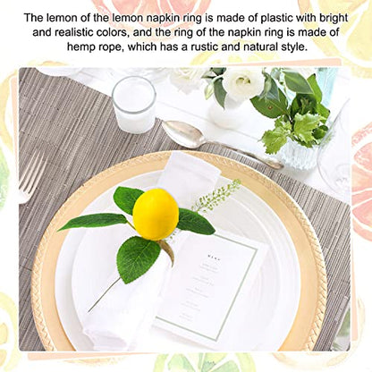 Lemon Napkin Rings Set of 6, Faux Lemon Summer Farmhouse Napkin Ring Holder for Dining Table Decor Banquet Wedding Birthday Thanksgiving Christmas Easter Holiday Table Decorations - size: 6-Pack