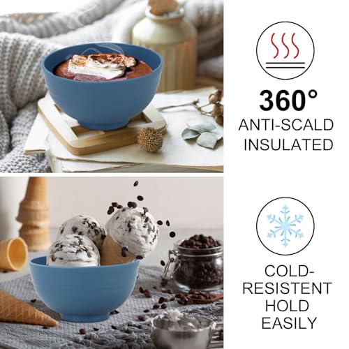 wheat straw dessert bowls 10oz set of 8 - Unbreakable snack Bowls Dishwasher Safe - Handy Bowls for Ice Cream,Yogurt and Fruits. Blue - color: Navy Blue, size: 10 oz