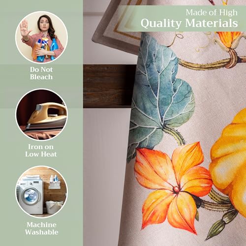 Maison d' Hermine Kitchen Towels Set of 3 Reusable 100% Cotton 27.50" x 20" | Cloth Tea Dish Towels Absorbent with Hanging Loop for Kitchen Dining Party Hotel Home Thanksgiving Christmas - Potiron - color: 037 - Potiron