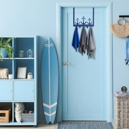Reallnaive Anchor Over The Door Hooks Christmas Nautical Coastal Navy Blue Bathroom Decor Wall Mount Hanger Rack Holder for Towel, Hat, Coat, Cloth, Keychain, Bag, Beach Lake House Decor - style: Anchor