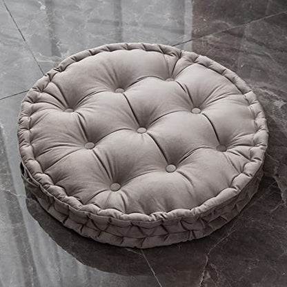 Tufted Velvet Floor Pillow with Handle 24" Large Floor Pillows Seat Cushions Grey Round Tatami Cushion Pad Yoga Meditation Pillow - color: Grey