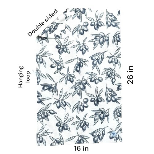 Kitchen Towels, Dish Towels for Kitchen, 3 Pc Kitchen Towel Set | Microfiber Waffle Towels, 16 x 26 inches, with Hanging Loops, Reusable Tea Towels, Cute Kitchen Towels - 3 Pack - color: Gray