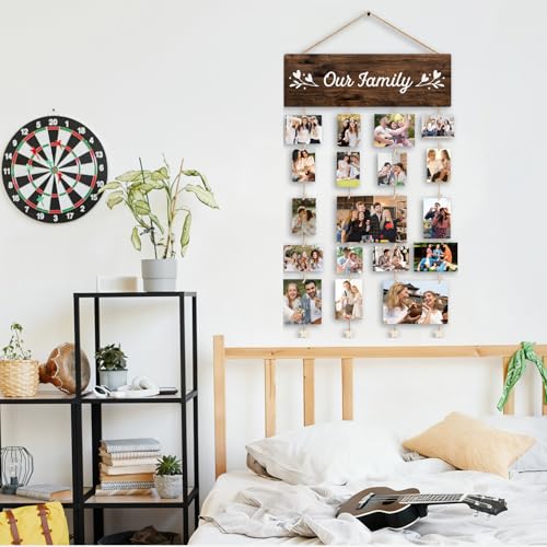 Family Photo Frame Gifts,Mothers Day Gift for Mom Women, Our Family Picture Frame, Housewarming Wedding Gifts for Couples, Farmhouse Rustic Wood Hanging Photo Wall Table Top Frames - color: Family - Our Family