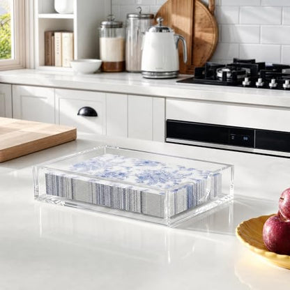 HBlife Acrylic Guest Towel, Paper Napkin Holder Tray for Bathroom - Clear Waterproof Disposable Paper Hand Towel Dispenser, Modern Flat for Table, Kitchen, Home, Hotel, Office - color: Clear Guest Towel Tray