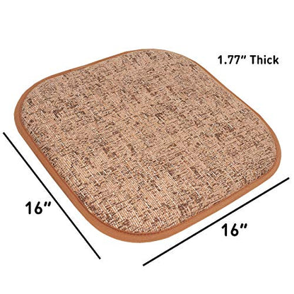Sweet Home Collection Chair Cushion Memory Foam Pads Honeycomb Pattern Slip Non Skid Rubber Back Rounded Square 16" x 16" Seat Cover, 4 Pack, Broadway Rust/Brown - color: Broadway Rust/Brown, size: 4 Pack