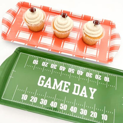 Orange Plaid Melamine Serving Tray with Handles Vibrant Seasonal Platter | By Sprinkles & Confetti Lightweight Shatter-Resistant BPA-Free Holidays Appetizers Parties Entertaining Food Displays - color: Orange Plaid