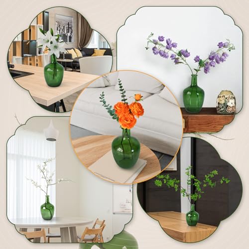 Bfttlity Green Glass Vase for Centerpieces Table Home Room Decor, S | 10" Tall Clear Vase for Branches, Floor Flowers Green Vase - size: Small-Green