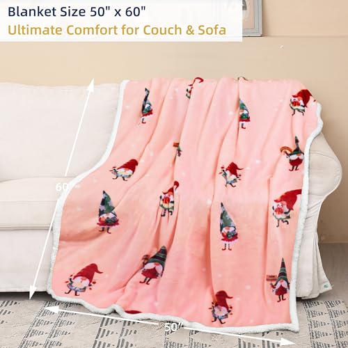Catalonia Christmas Dwarfs Sherpa Throw Blanket, Xmas Theme Throws, Plush Fleece Couch Blanket, Super Soft, Comfy, Cozy, Fluffy, Ugly - color: Xmas Elf Pink, size: 50"x60"