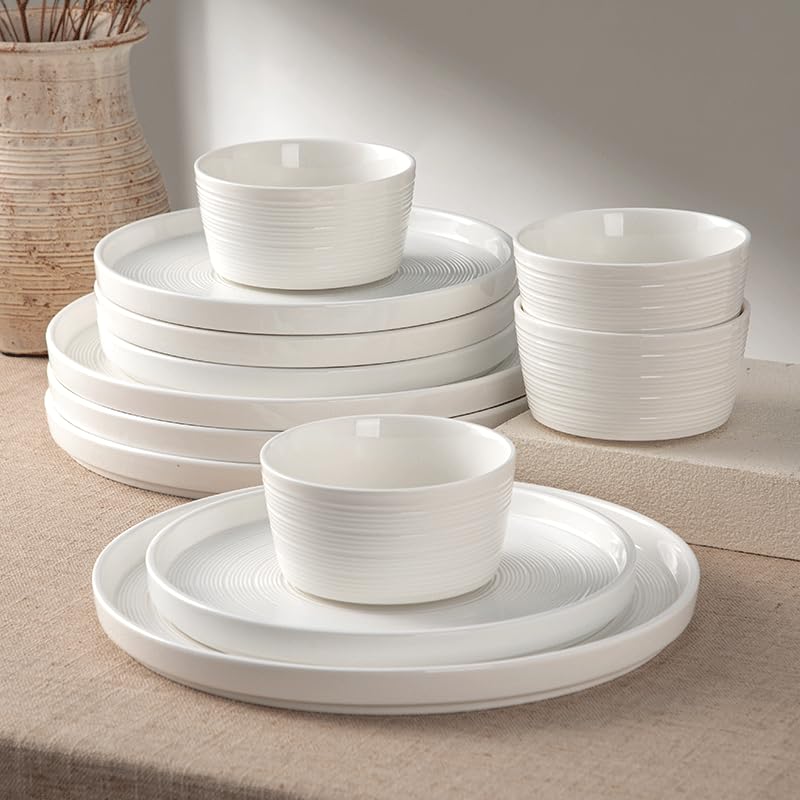 Dinnerware sets plates and bowls sets modern plates,Ceramic Dinnerware Sets,12 Pieces Porcelain Lightweight Plates,Scratch Resistant Dish Set (style - 10, 4 - Set (12pcs)) - color: style - 10