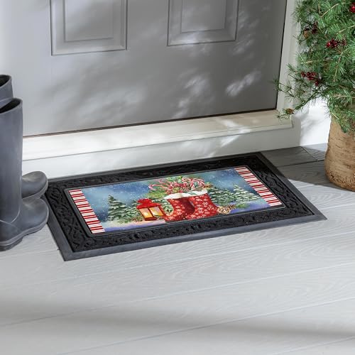 Evergreen Flag Holiday Christmas Sassafras Switch Mat 22" x 10", Interchangeable Front Door Mat Outdoor Entrance, Indoor Entryway Rug, Winter Sassafras Doormat Inserts (Winter Boots)