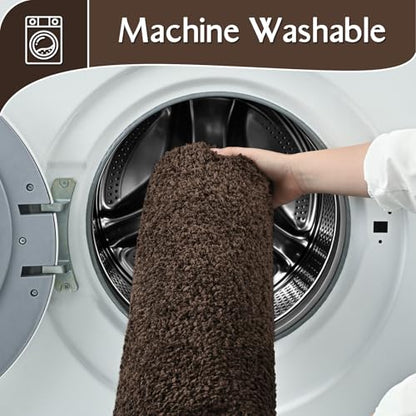 Brown Bathroom Rug Set 2 Piece Bath Mat 21x34'' &U Shape Toilet Rug 21x21'' | Absorbent,Washable,Non Slip Bathroom Rugs Sets,Contour Mat for Toilet - color: Brown