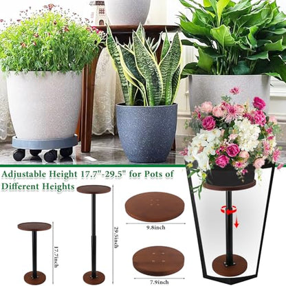 LUTTY 2Set Wooden Adjustable Plant Risers for Inside Pot,17.7-29.5 inches Tall Tapered Plant Riser Fill Bottom of Tall Flower Pots and Large Plants Containers, Rise Filler Riser of Flower Pots - size: (2 Pack)Tall Lift: Rise(17.7''-29.5'')