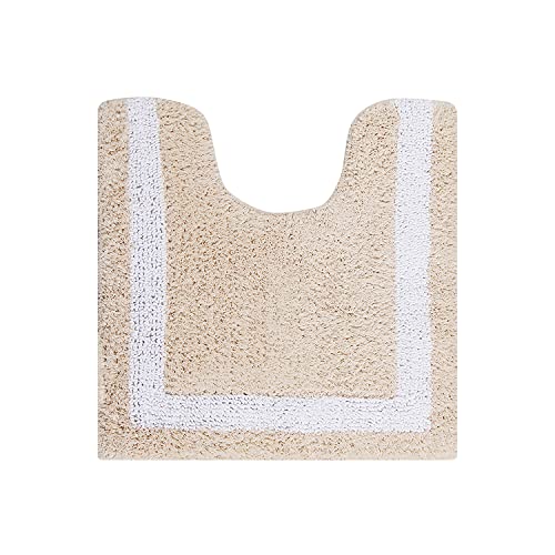 Better Trends Toilet Rugs U Shaped 100% Contour Bathroom Rugs Sand & White 20" x 20" Extra Soft & Thick, Water Absorbent, Reversible, Machine Washable, Tufted Bath Mats Hotel Collection - color: Sand & White, size: 1'8" x 1'8" (1'8" x 1'8" (U-Shape))