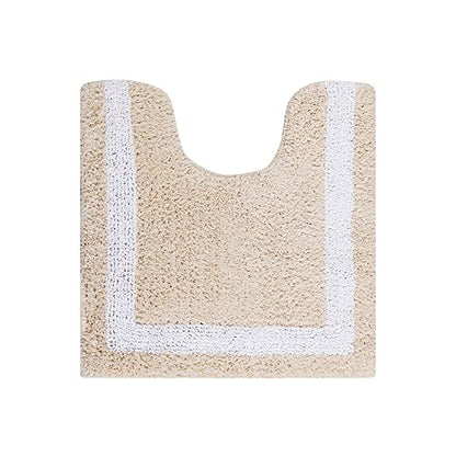 Better Trends Toilet Rugs U Shaped 100% Contour Bathroom Rugs Sand & White 20" x 20" Extra Soft & Thick, Water Absorbent, Reversible, Machine Washable, Tufted Bath Mats Hotel Collection - color: Sand & White, size: 1'8" x 1'8" (1'8" x 1'8" (U-Shape))
