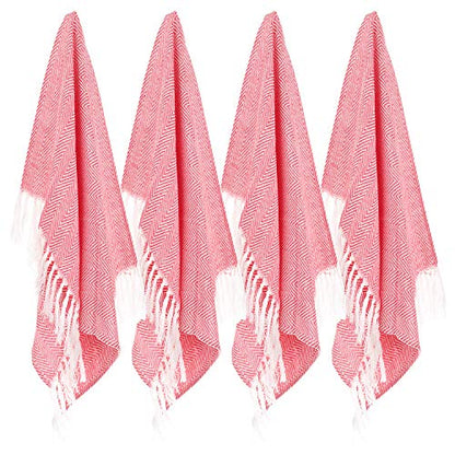 100% Cotton Hand Face Head Guest Gym Towel Set Washcloth Kitchen Tea Towel Dish Cloth Set of 4 (Red) - color: Red