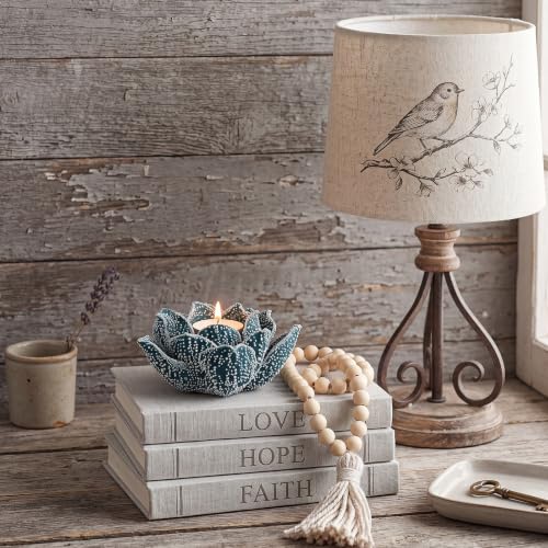 Mumufy 2 Pcs 4.7 Inch Lotus Candle Holders Blue Ceramic Flower Tealight Holder Ceramic Lotus Flower Holders for Home Decor Meditation Yoga Room Bathroom Table Centerpiece Decorative