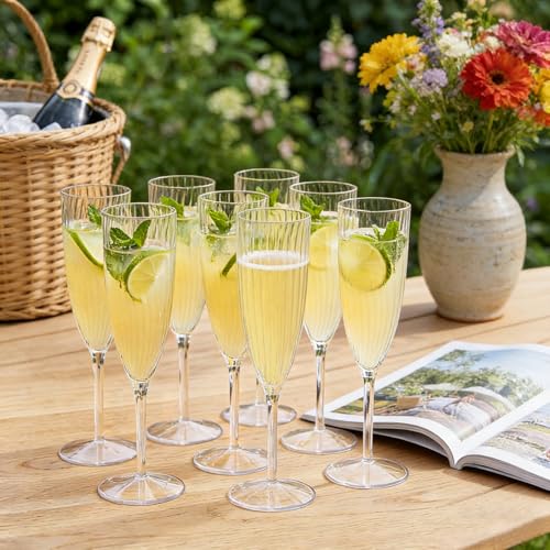 36 PCS Clear Plastic Champagne Flutes, 6 oz Disposable Wine Glasses, Reusable Cocktail Cups Party Supplies for Party Wedding Toasting Birthday Bridal Shower - color: Clear