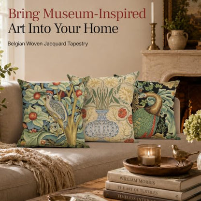 William Morris The Rose Tapestry Throw Pillow Cover 18 x 18 in - color: Yellow Rose