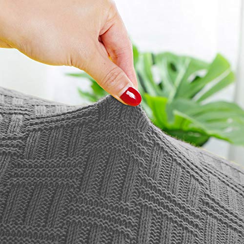 uxcell 100% Cotton Knit Throw Blanket, Cable Decors Grey 47x70 - color: Grey