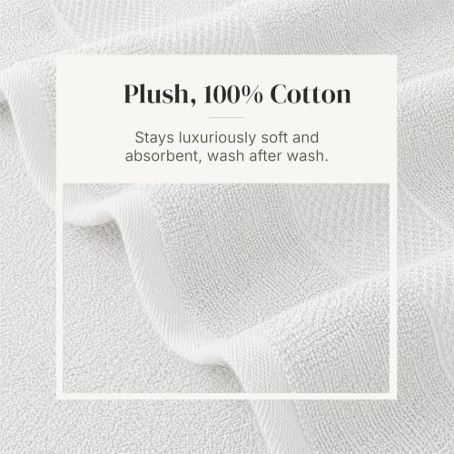 Modern Threads 6 Piece Cotton Bath Towel Set – Ultra Soft 600 GSM Towels – Bathroom Set with Hand Towels and Washcloths – Waffle (White) - color: White, size: Standard, style: Waffle