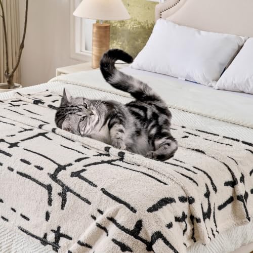 Minimalist Throw Blanket-Cozy Soft Lightweight Fuzzy Throw Blanket for Sofa, Couch, Bed & Chair,White, 50" x 60" - color: White