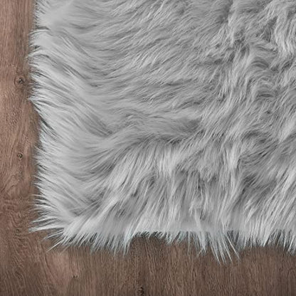 Latepis Faux Sheepskin Fur Rug 2x4 Feet Light Grey Fluffy Rugs Shag Furry Rug Small Area Rugs Carpet for Bedroom Living Room, Cushion - color: Grey, size: 2' x 4' (Sheepskin)