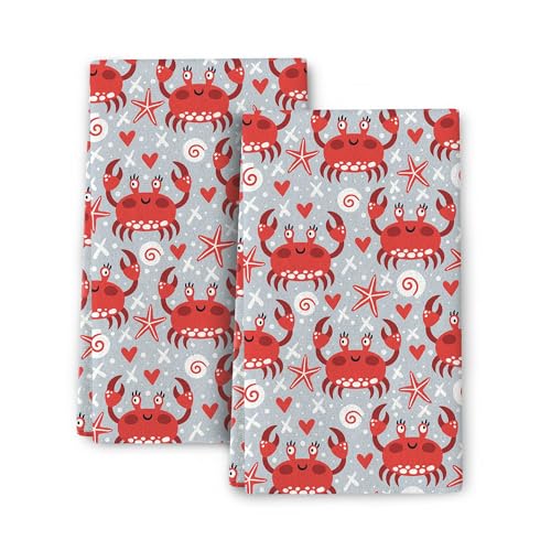 Cute Crabs Nautical Seafood Kitchen Dish Towels 2 Piece Super Soft Absorbent Dish Cloths for Kitchen Tea Bar Towels Farmhouse Decor 16x24 Inches - color: Cute Crabs