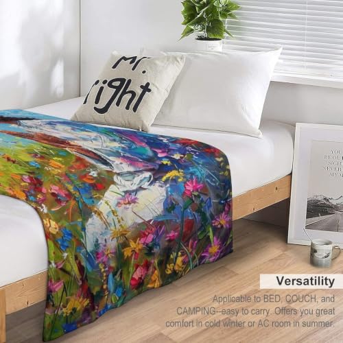 Jesus in Wildflower Field 02 Flannel Blankets Fleece Soft Throw Lightweight Plush Gifts for Couch, Bed, Cozy Sofa Plush, Chair, Lovers 60x80in(150x200cm) - color: Style-11, size: 60x80in(150x200cm)