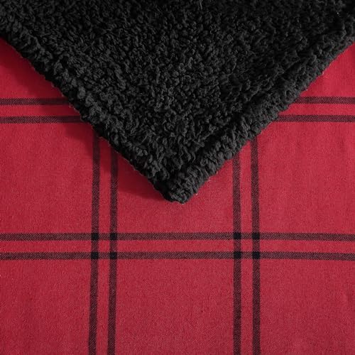 Eddie Bauer - Throw Blanket, Soft & Reversible Cotton Flannel Bedding, Throw Blanket for Couch or Bed (Kettle Falls Red/Black, 50" x 60") - color: Kettle Falls Red/Black