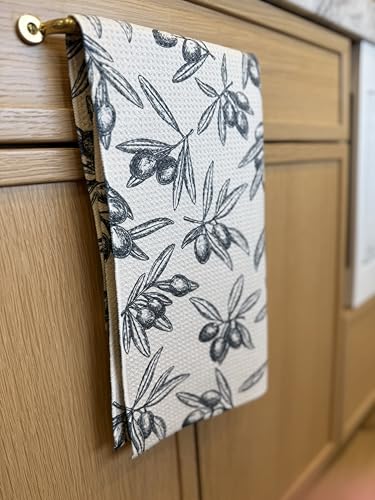 Kitchen Towels, Dish Towels for Kitchen, 3 Pc Kitchen Towel Set | Microfiber Waffle Towels, 16 x 26 inches, with Hanging Loops, Reusable Tea Towels, Cute Kitchen Towels - 3 Pack - color: Gray