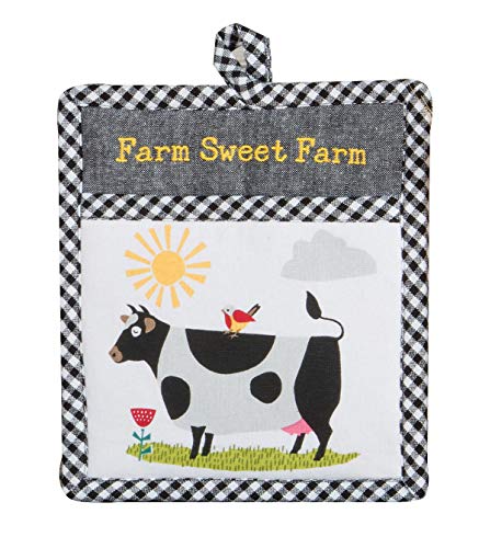 Just Jazzle Kay Dee Designs Farm Charm Farmhouse Cow Kitchen Towel and Oven Mitt Bundle, Set of 3
