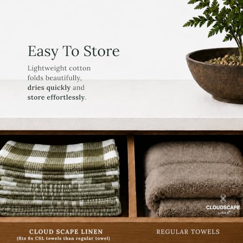 CSL Premium Kitchen Towels Set of 6,Highly Absorbent,Quick Dry,18x28,Green | Cotton, Soft and Lint-free, Hanging Loop, Holds up Wash After Wash, Fresh Tone, Suits any style, Great Bundle Value - color: Olive - Waffle, size: 6 Pack