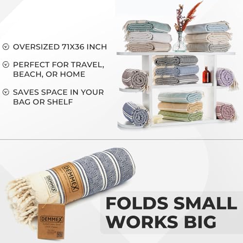 DEMMEX Organic Diamond Turkish Bath & Beach Towel | 100% Oeko-TEX Certified Turkish Cotton, Ultra-Soft, Quick-Dry, Lightweight, Compact & Oversized Luxury Peshtemal Towel, Prewashed, 71"x36", Mustard - color: Mustard