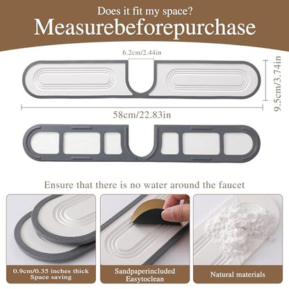 Stone Faucet Mat,Water Absorbent Diatomite Stone Sink Faucet Mat(White) | Quick Drying Stone Sink Mat for Kitchen Sink Water-Absorbing Stone Tray , Bathroom Counter - color: White