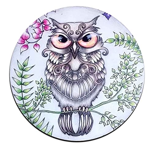 Watercolor Owl Round Coaster Set - Made of Recycled Rubber - Set of 4 - color: Watercolor Owl
