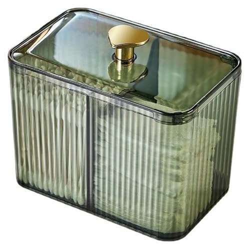 Qtips Holder Bathroom Container,3-Section Cotton Ball/Swabs Dispenser,3 Grids Apothecary Jar Organizer, Cosmetics Storage for Vanity