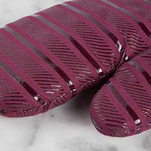 KitchenAid Albany Oven Mitt 2-Pack Set, Beet, 7"x13" - color: Beet